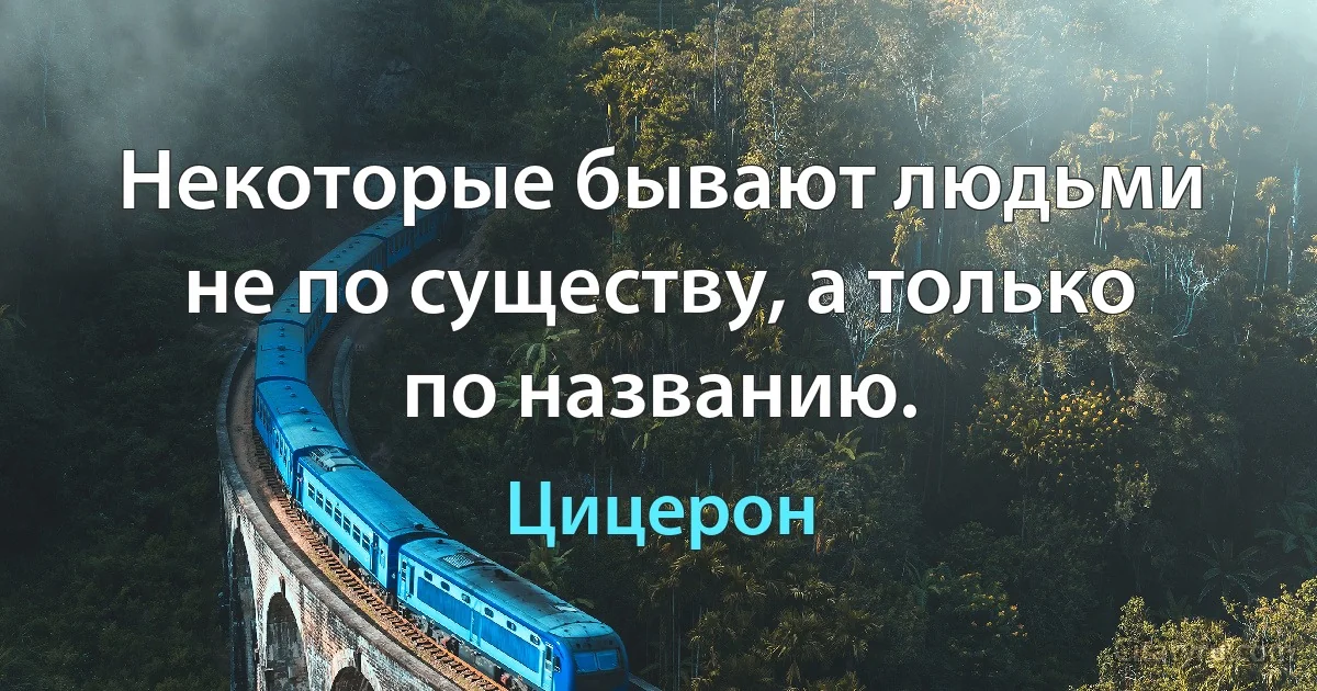 Некоторые бывают людьми не по существу, а только по названию. (Цицерон)