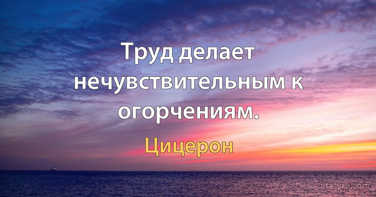 Труд делает нечувствительным к огорчениям. (Цицерон)