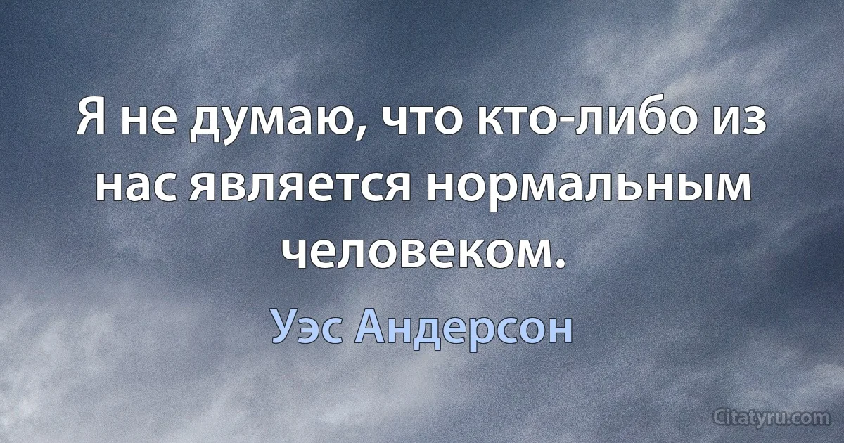 Я не думаю, что кто-либо из нас является нормальным человеком. (Уэс Андерсон)