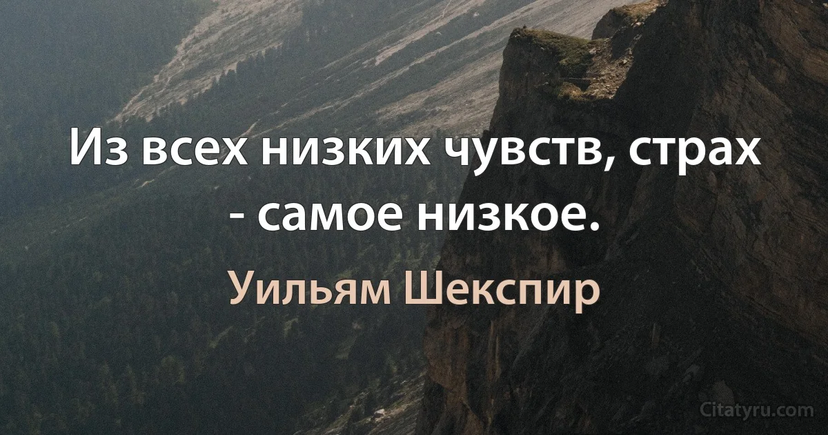 Из всех низких чувств, страх - самое низкое. (Уильям Шекспир)