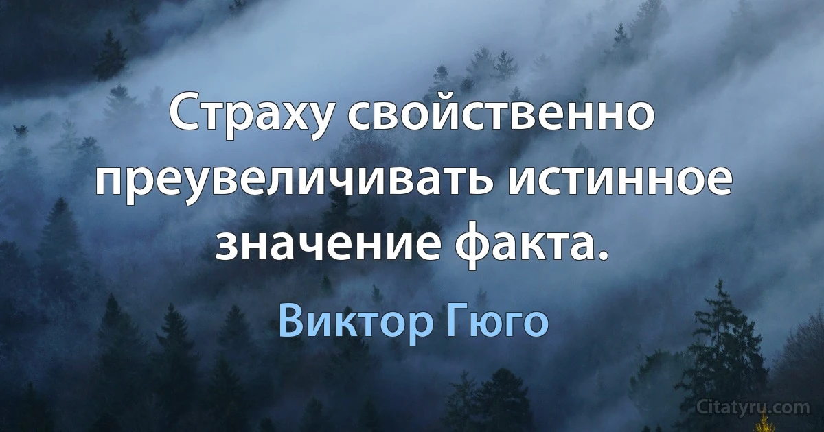 Страху свойственно преувеличивать истинное значение факта. (Виктор Гюго)