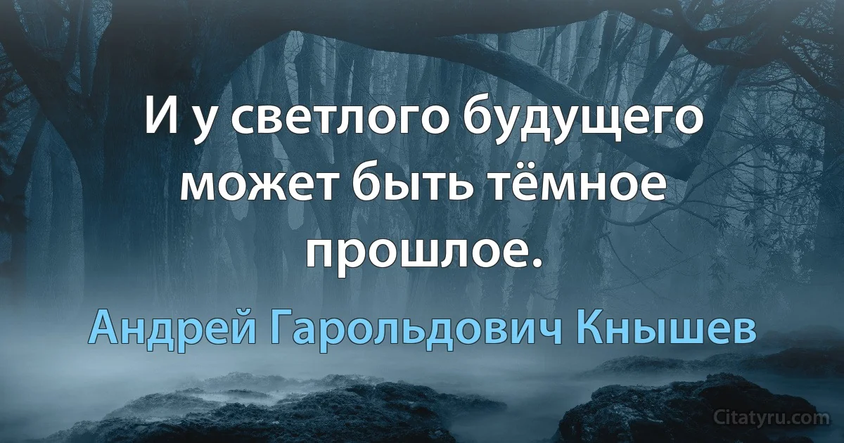 И у светлого будущего может быть тёмное прошлое. (Андрей Гарольдович Кнышев)