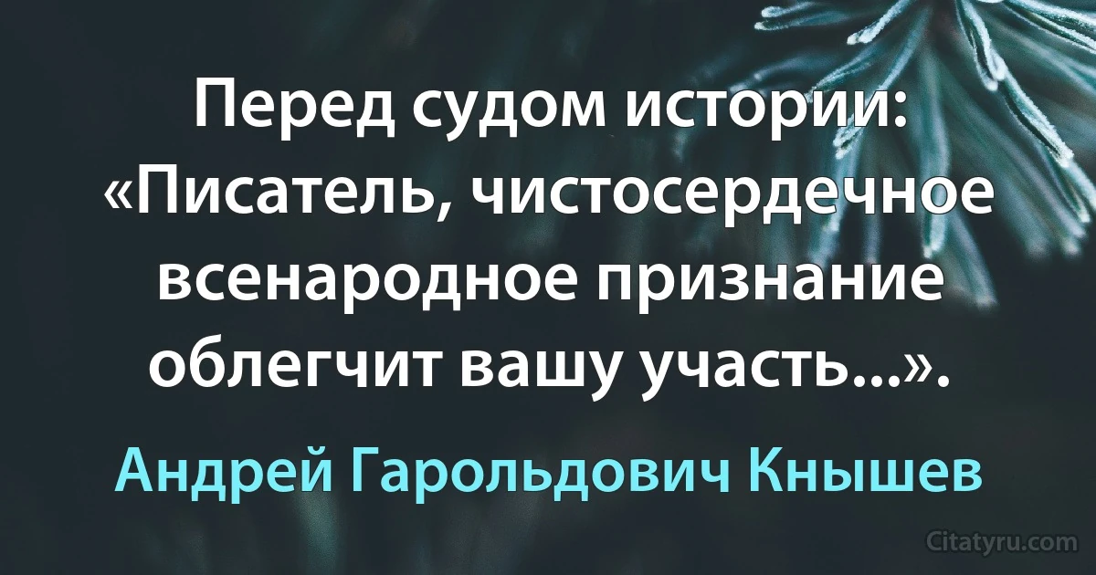 Перед судом истории: «Писатель, чистосердечное всенародное признание облегчит вашу участь...». (Андрей Гарольдович Кнышев)