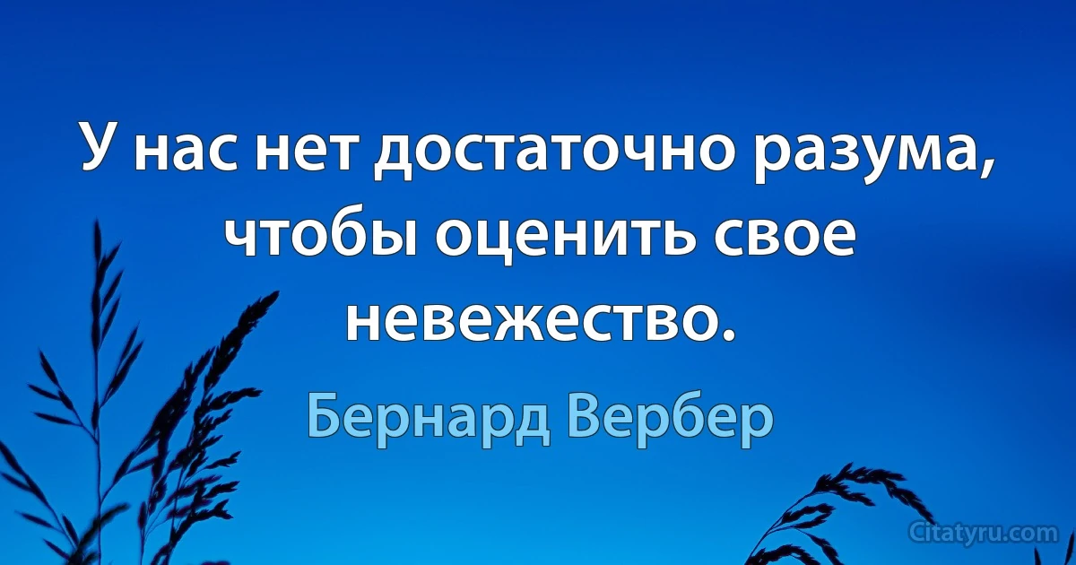 У нас нет достаточно разума, чтобы оценить свое невежество. (Бернард Вербер)