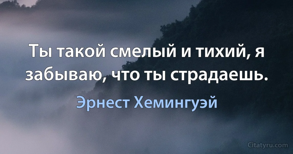 Ты такой смелый и тихий, я забываю, что ты страдаешь. (Эрнест Хемингуэй)