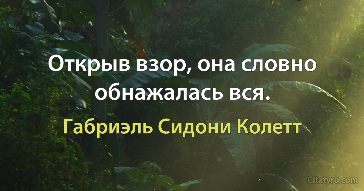 Открыв взор, она словно обнажалась вся. (Габриэль Сидони Колетт)