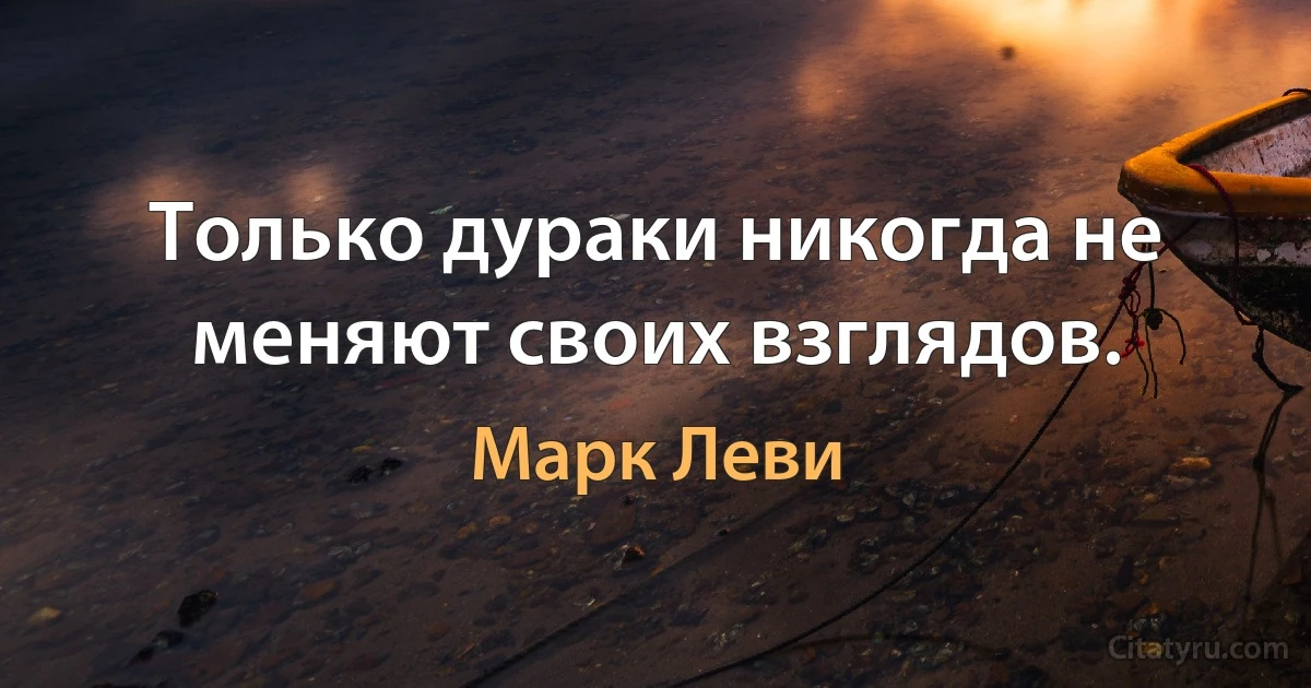 Только дураки никогда не меняют своих взглядов. (Марк Леви)