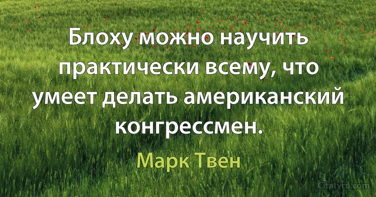 Блоху можно научить практически всему, что умеет делать американский конгрессмен. (Марк Твен)