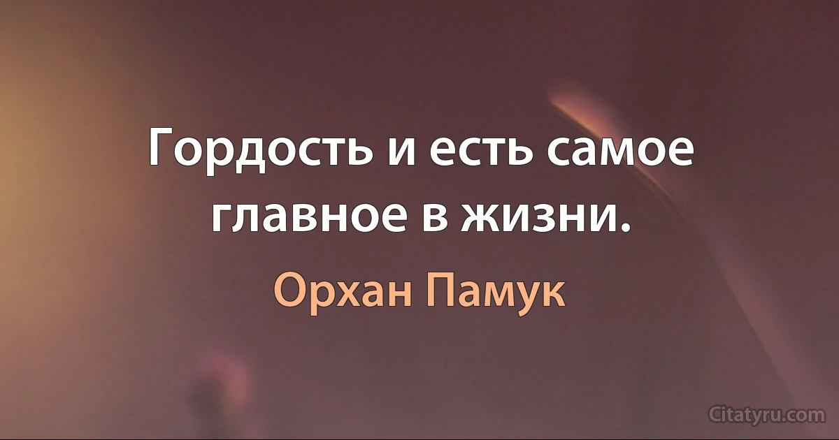 Гордость и есть самое главное в жизни. (Орхан Памук)