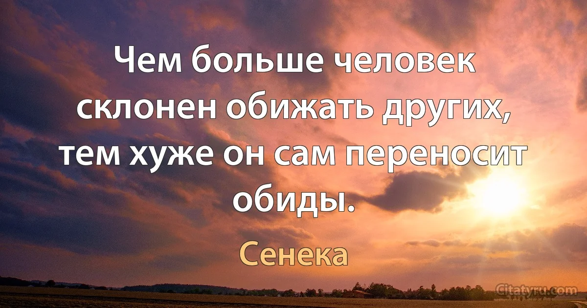 Чем больше человек склонен обижать других, тем хуже он сам переносит обиды. (Сенека)