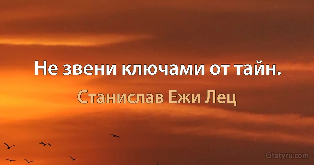 Не звени ключами от тайн. (Станислав Ежи Лец)