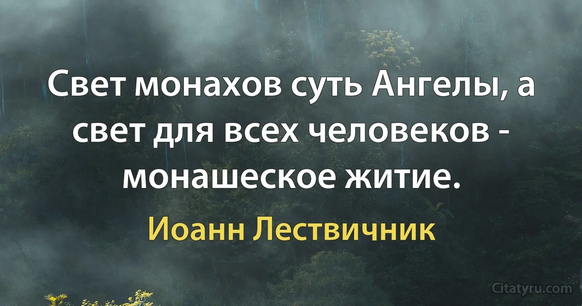 Свет монахов суть Ангелы, а свет для всех человеков - монашеское житие. (Иоанн Лествичник)