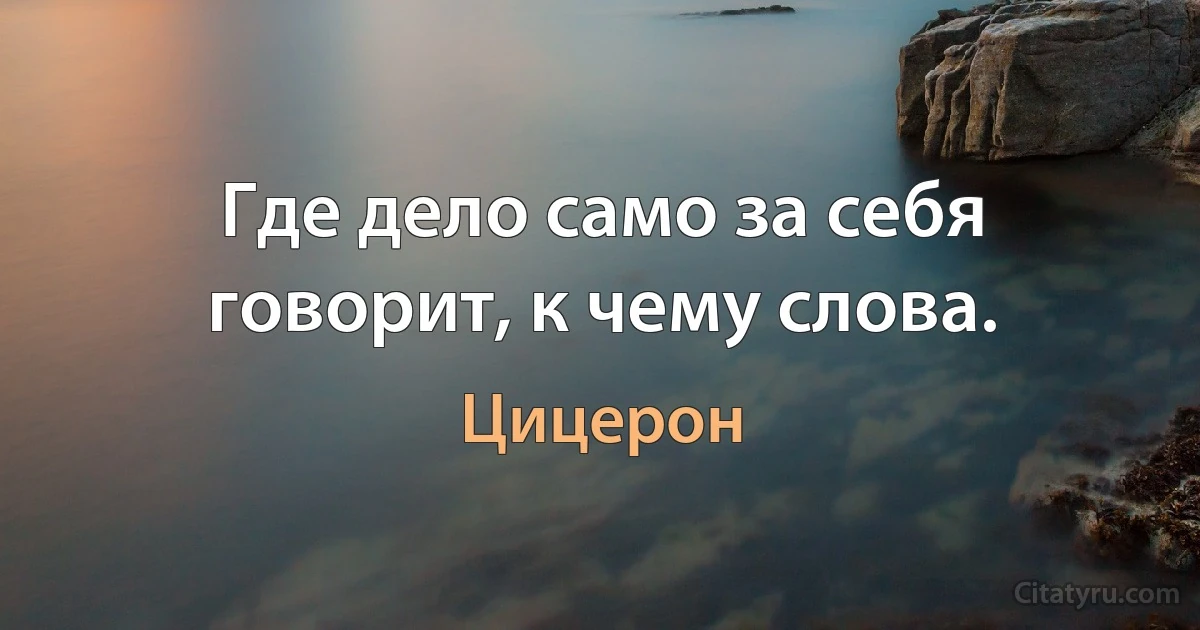 Где дело само за себя говорит, к чему слова. (Цицерон)