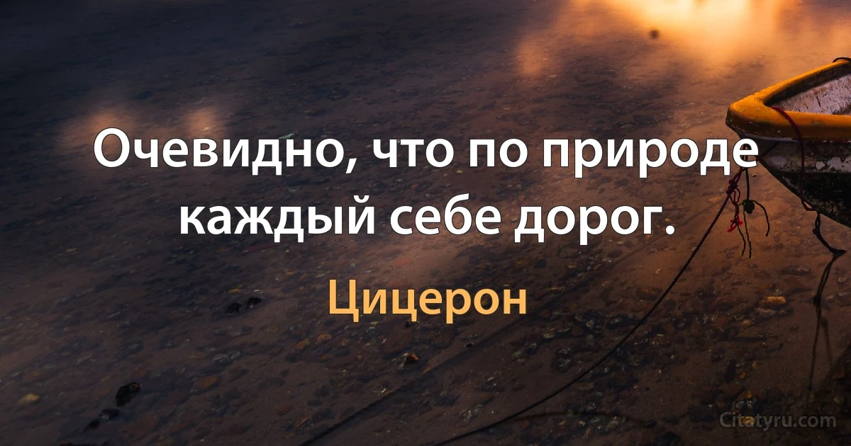 Очевидно, что по природе каждый себе дорог. (Цицерон)