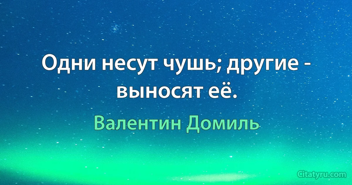 Одни несут чушь; другие - выносят её. (Валентин Домиль)