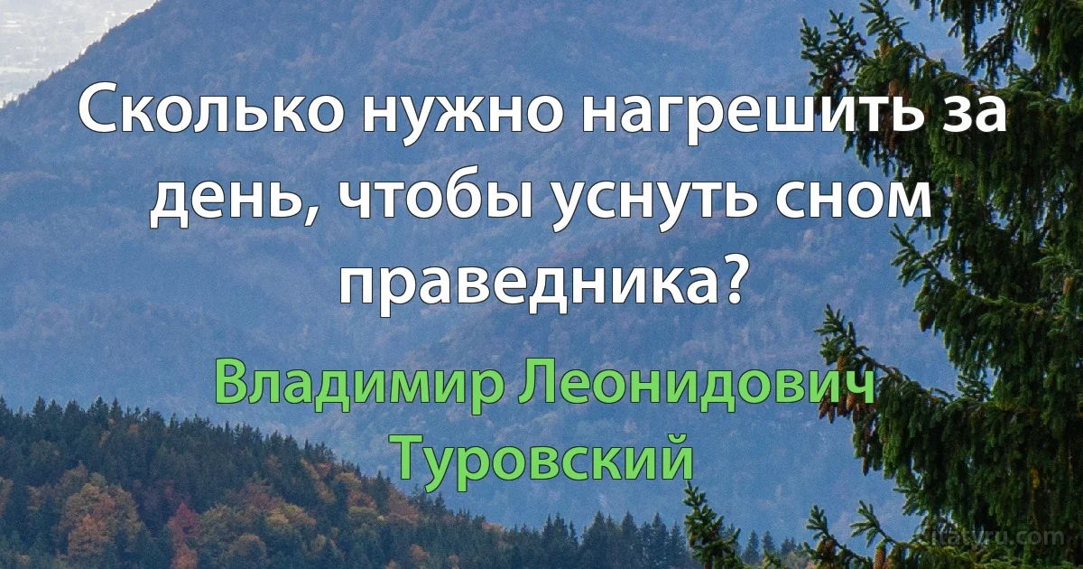 Сколько нужно нагрешить за день, чтобы уснуть сном праведника? (Владимир Леонидович Туровский)