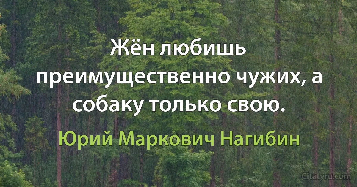 Жён любишь преимущественно чужих, а собаку только свою. (Юрий Маркович Нагибин)