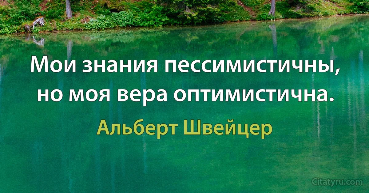 Мои знания пессимистичны, но моя вера оптимистична. (Альберт Швейцер)