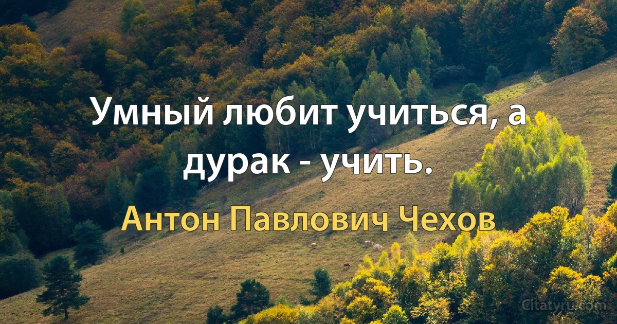 Умный любит учиться, а дурак - учить. (Антон Павлович Чехов)