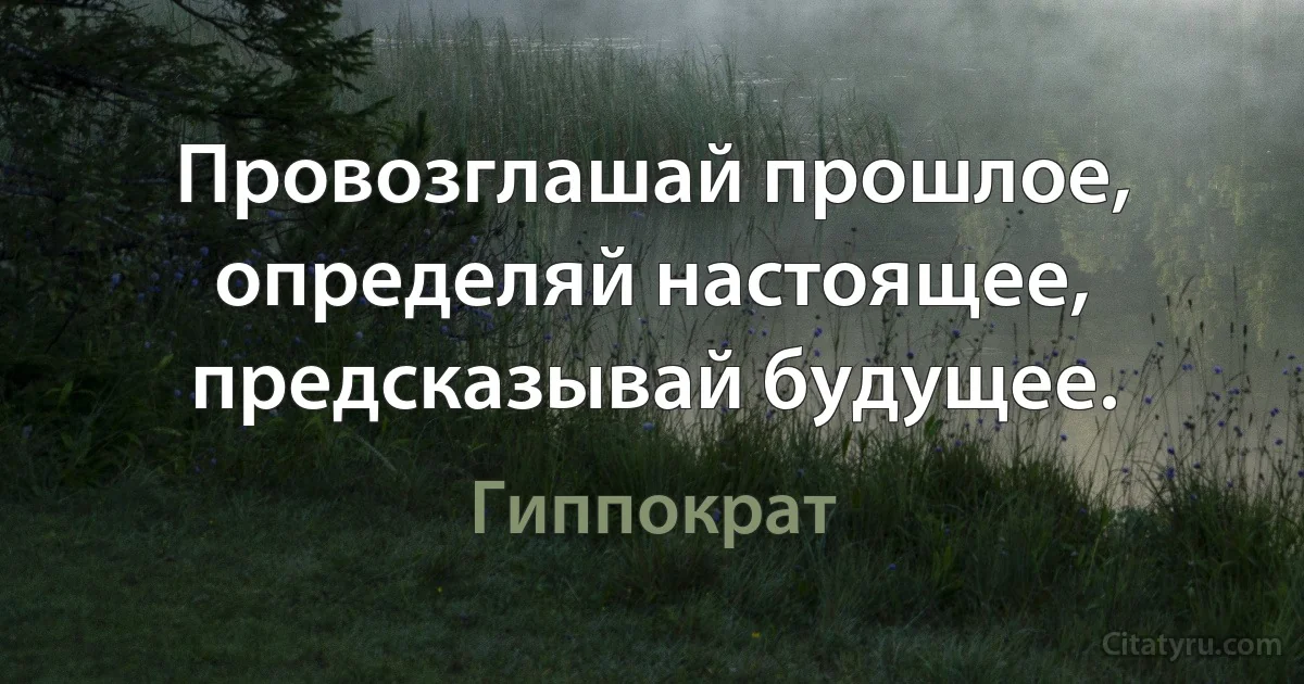 Провозглашай прошлое, определяй настоящее, предсказывай будущее. (Гиппократ)