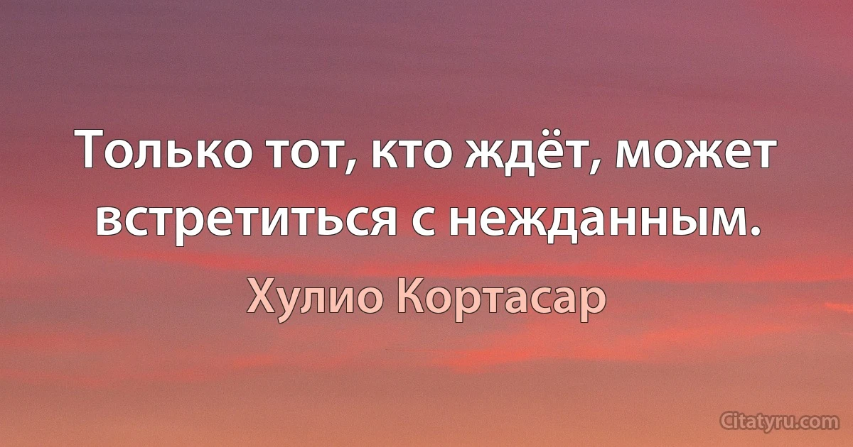 Только тот, кто ждёт, может встретиться с нежданным. (Хулио Кортасар)