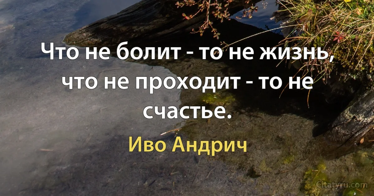 Что не болит - то не жизнь, что не проходит - то не счастье. (Иво Андрич)