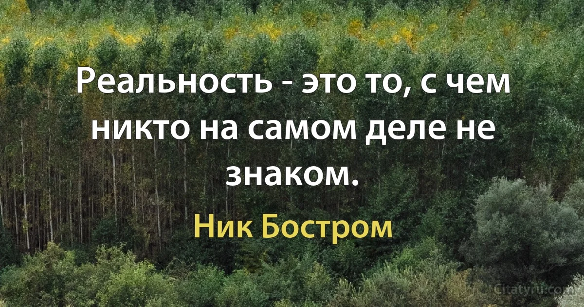 Реальность - это то, с чем никто на самом деле не знаком. (Ник Бостром)