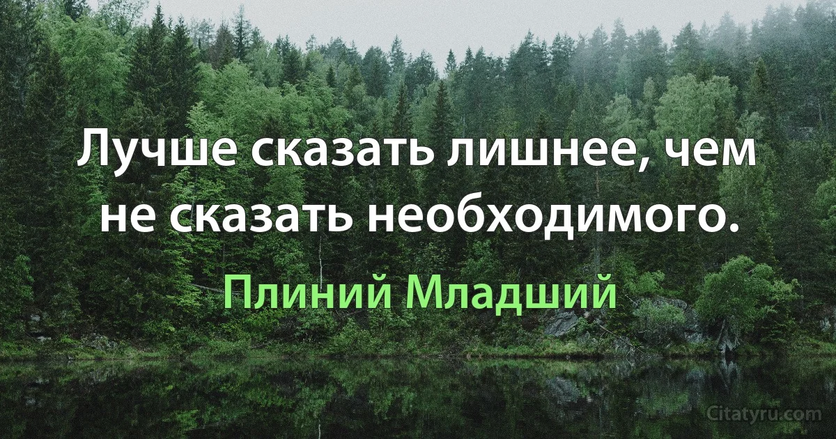 Лучше сказать лишнее, чем не сказать необходимого. (Плиний Младший)