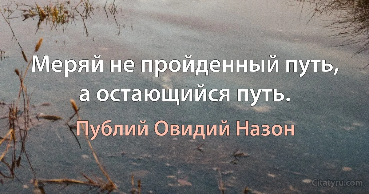 Меряй не пройденный путь, а остающийся путь. (Публий Овидий Назон)