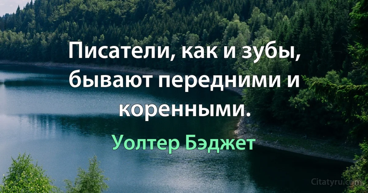 Писатели, как и зубы, бывают передними и коренными. (Уолтер Бэджет)