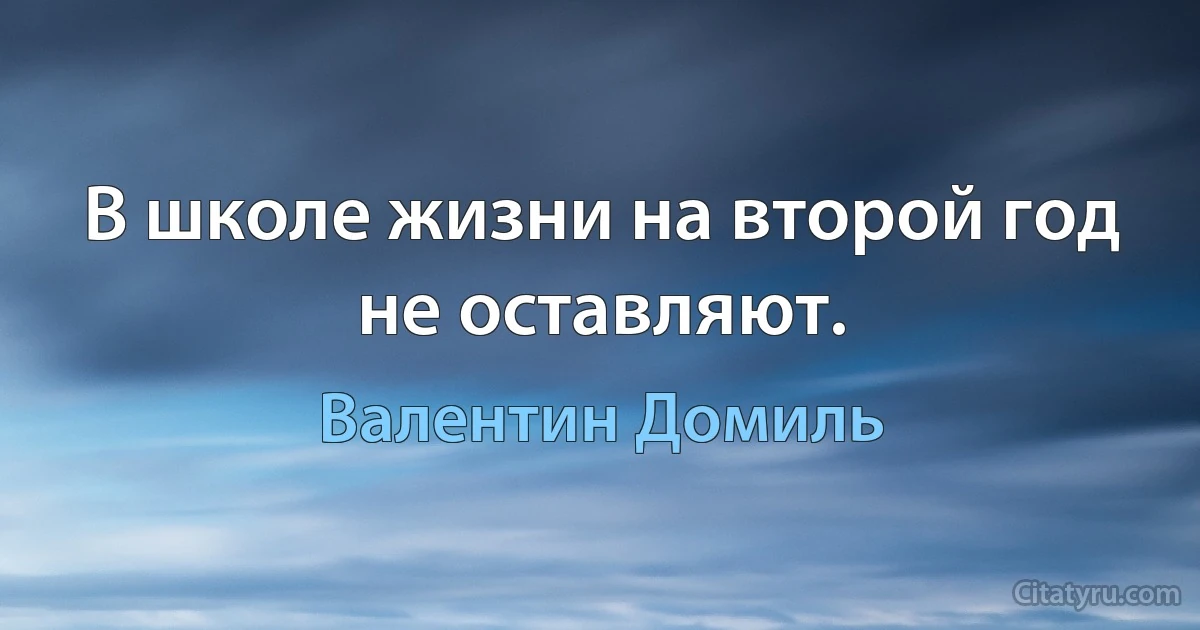 В школе жизни на второй год не оставляют. (Валентин Домиль)