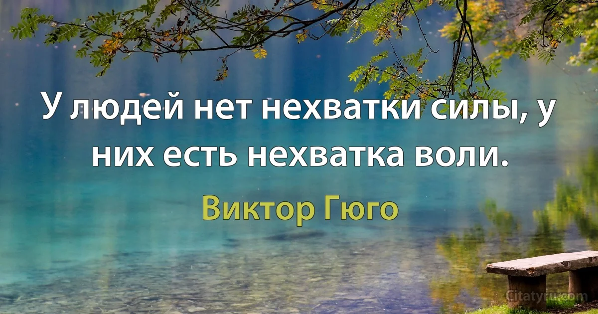 У людей нет нехватки силы, у них есть нехватка воли. (Виктор Гюго)