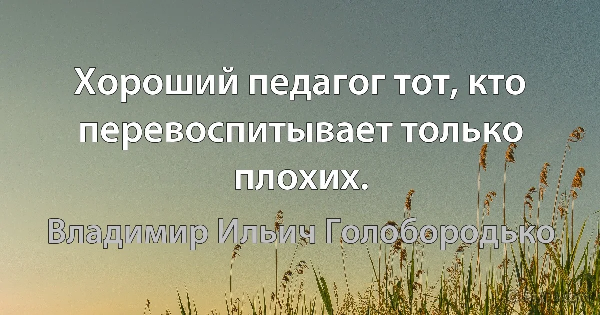 Хороший педагог тот, кто перевоспитывает только плохих. (Владимир Ильич Голобородько)