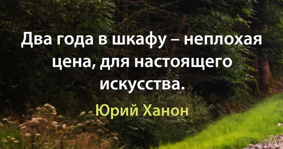 Два года в шкафу – неплохая цена, для настоящего искусства. (Юрий Ханон)