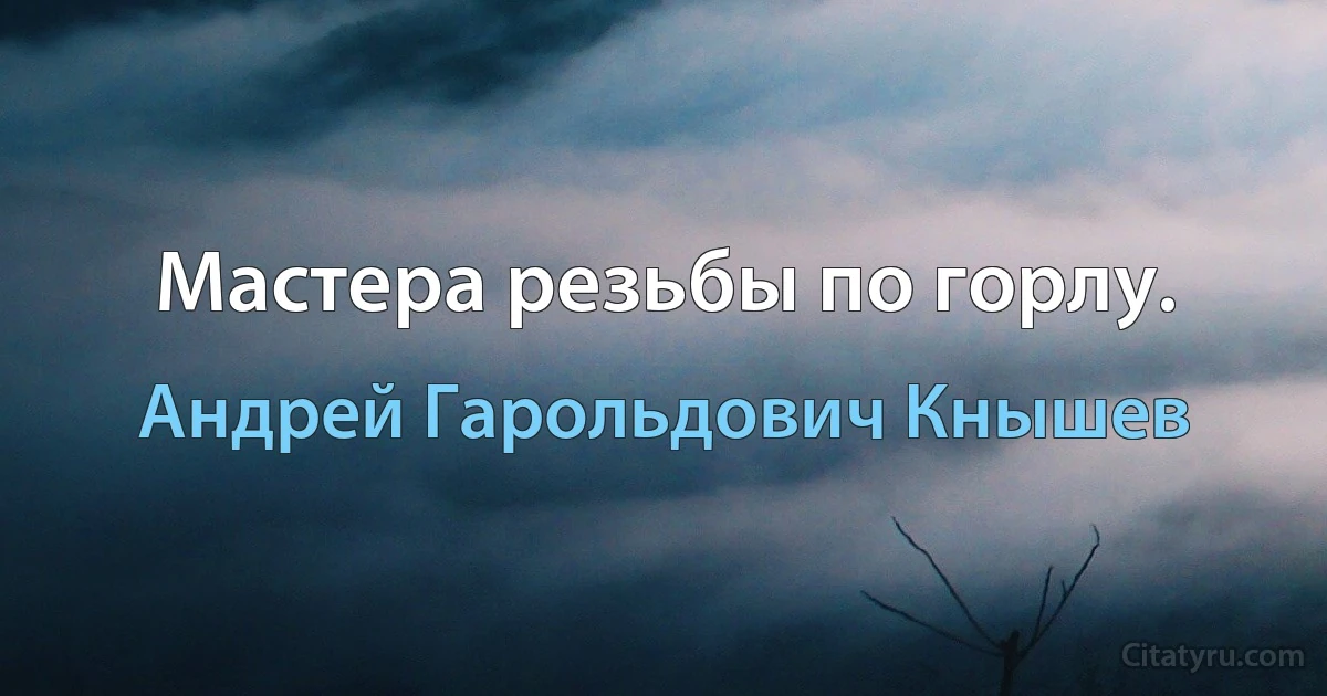 Мастера резьбы по горлу. (Андрей Гарольдович Кнышев)