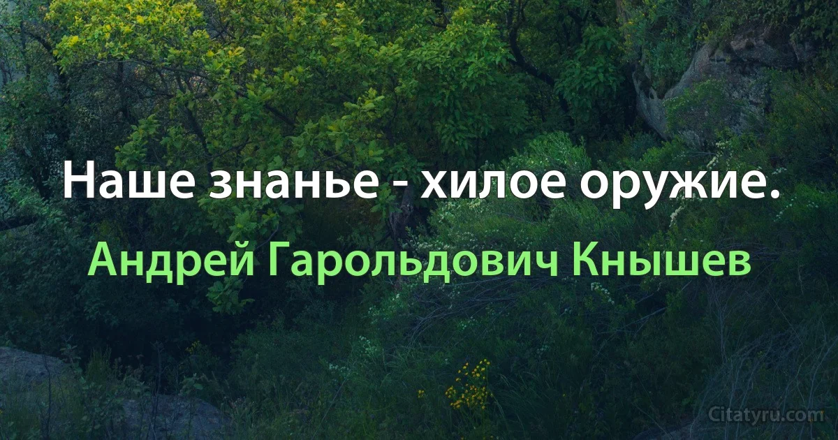 Наше знанье - хилое оружие. (Андрей Гарольдович Кнышев)