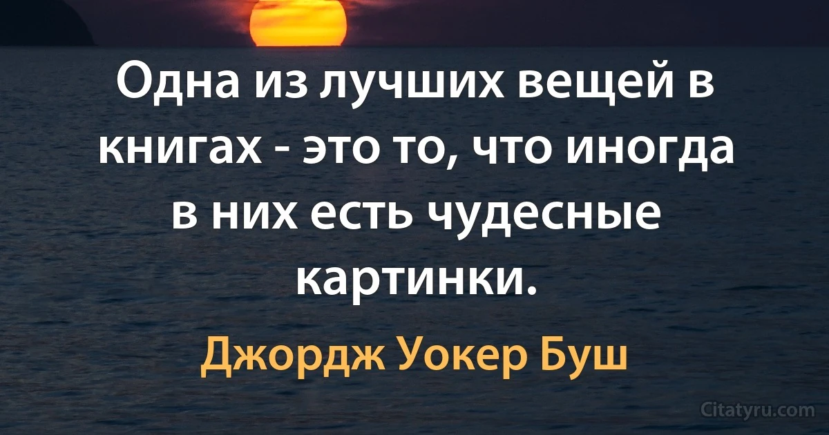 Одна из лучших вещей в книгах - это то, что иногда в них есть чудесные картинки. (Джордж Уокер Буш)