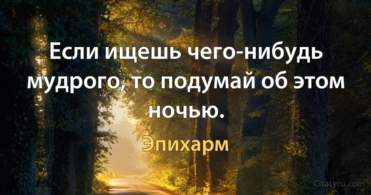 Если ищешь чего-нибудь мудрого, то подумай об этом ночью. (Эпихарм)