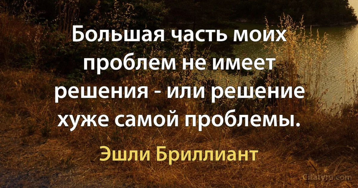 Большая часть моих проблем не имеет решения - или решение хуже самой проблемы. (Эшли Бриллиант)