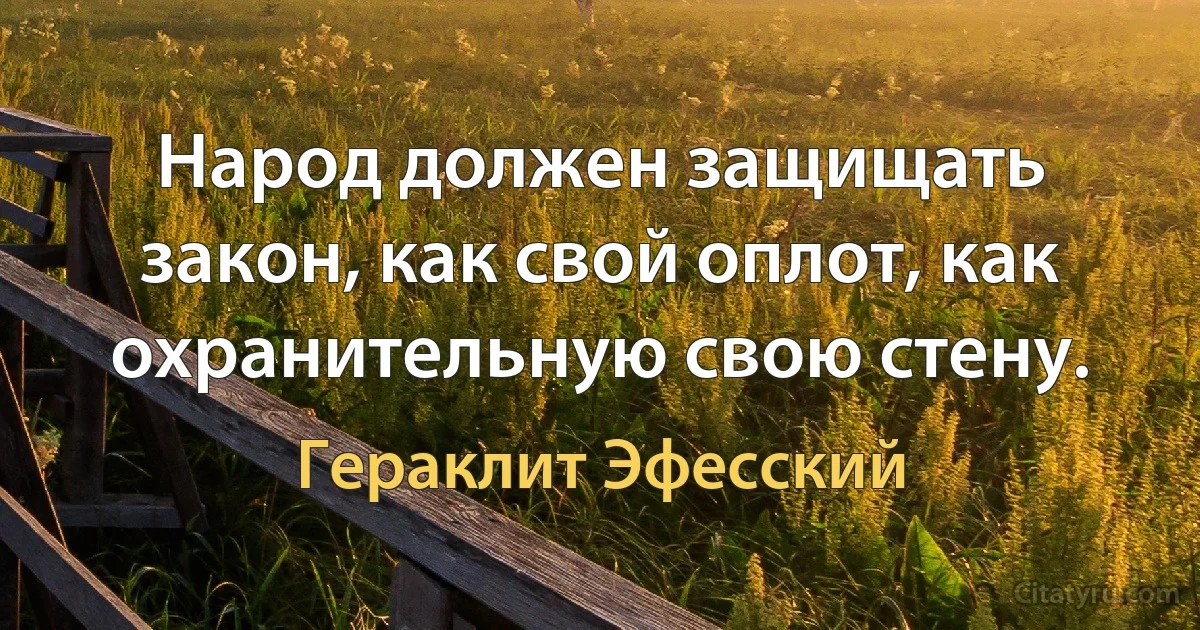 Народ должен защищать закон, как свой оплот, как охранительную свою стену. (Гераклит Эфесский)