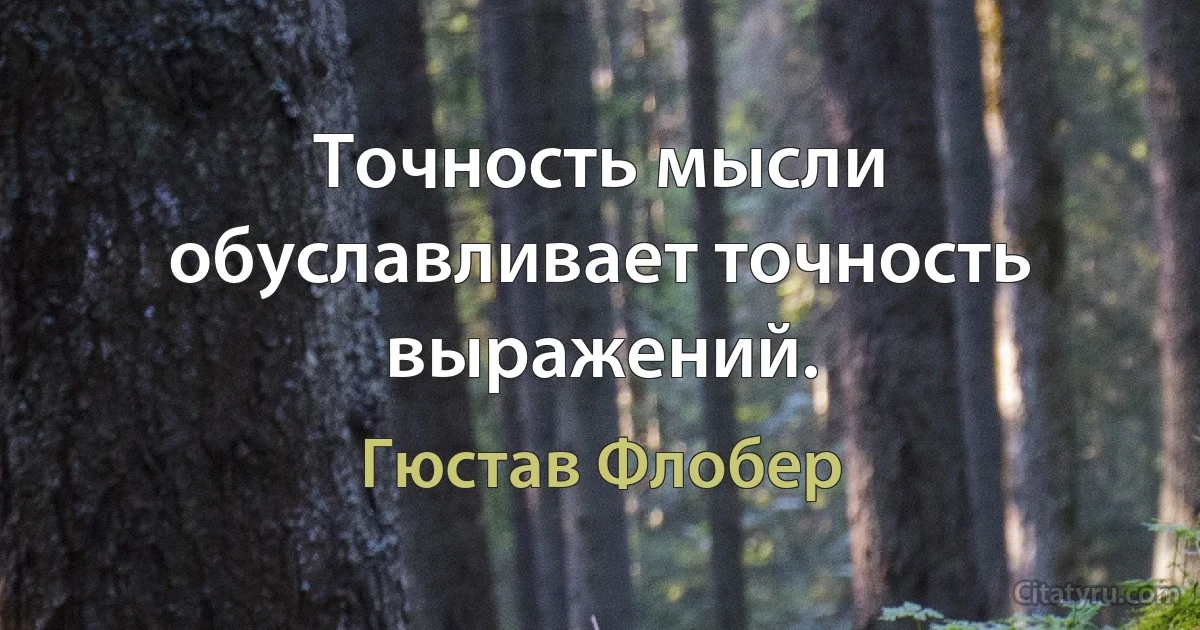 Точность мысли обуславливает точность выражений. (Гюстав Флобер)