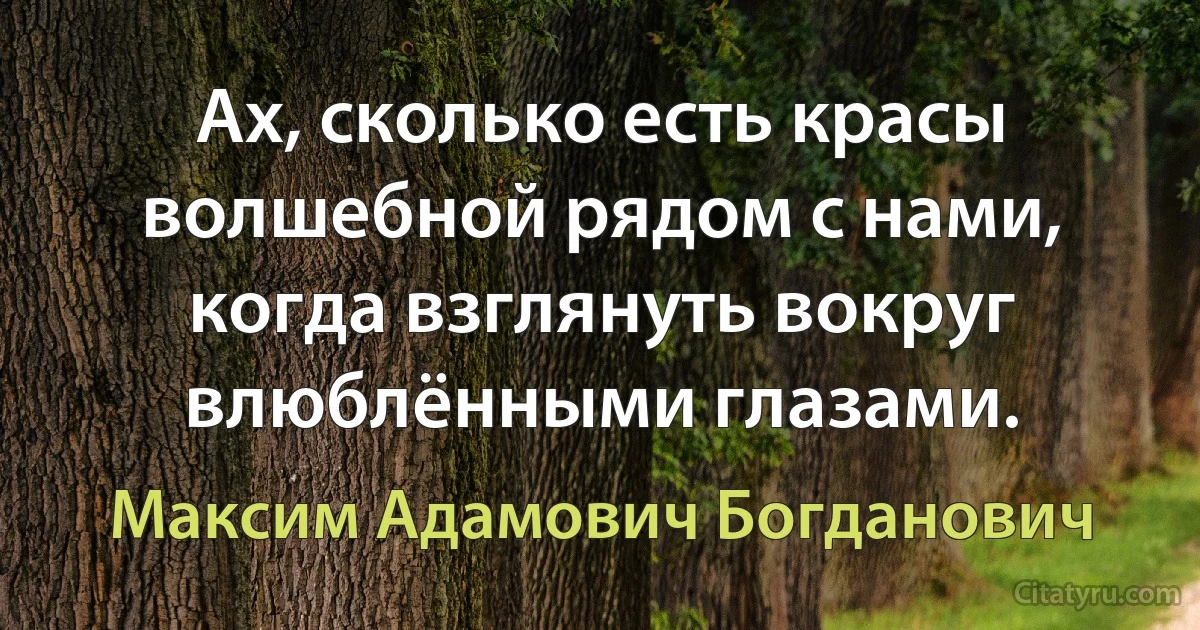 Ах, сколько есть красы волшебной рядом с нами, когда взглянуть вокруг влюблёнными глазами. (Максим Адамович Богданович)