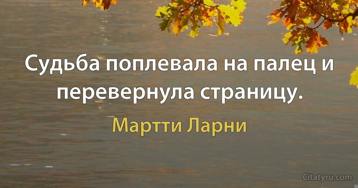 Судьба поплевала на палец и перевернула страницу. (Мартти Ларни)