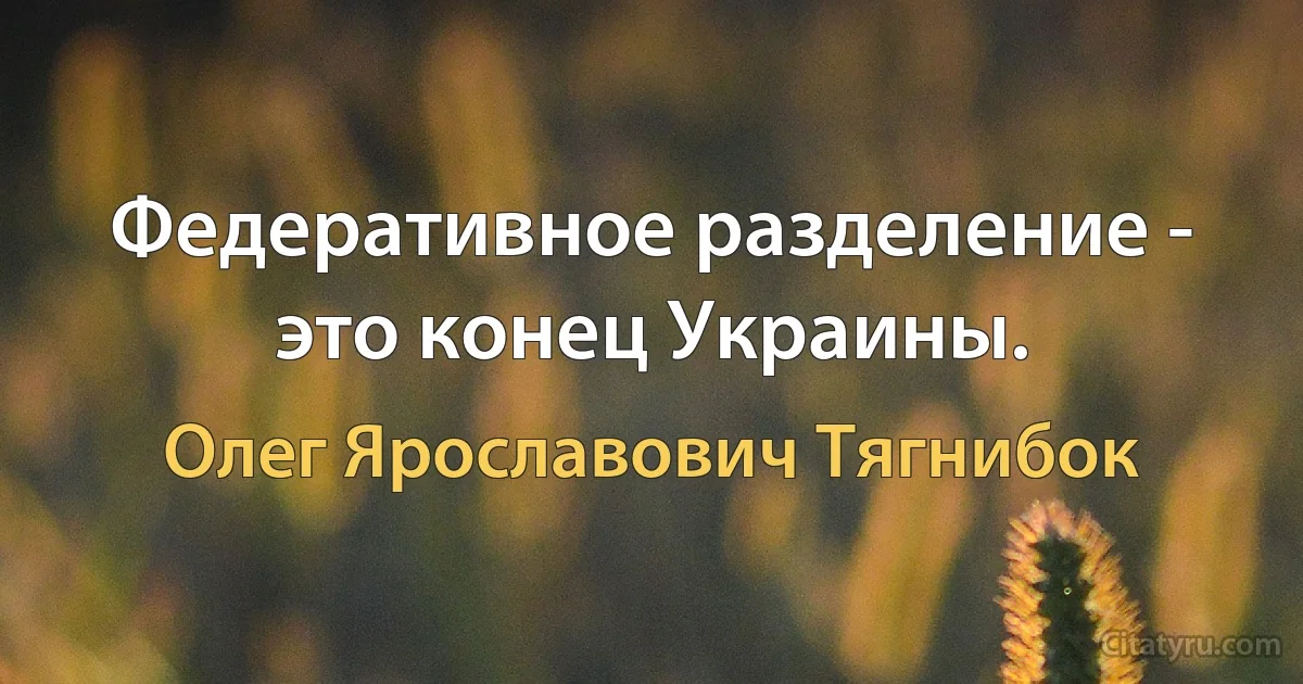 Федеративное разделение - это конец Украины. (Олег Ярославович Тягнибок)