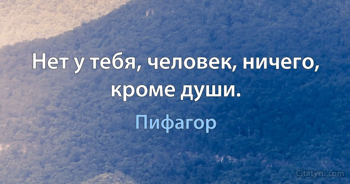 Нет у тебя, человек, ничего, кроме души. (Пифагор)