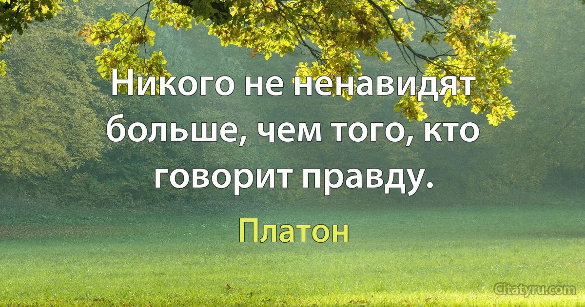 Никого не ненавидят больше, чем того, кто говорит правду. (Платон)