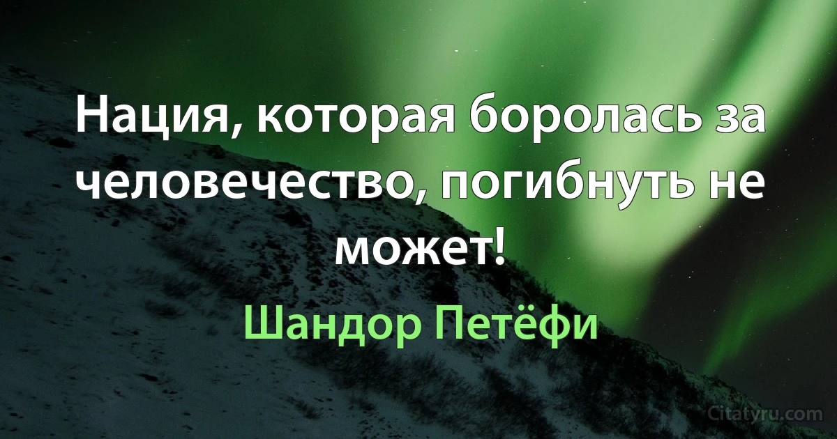 Нация, которая боролась за человечество, погибнуть не может! (Шандор Петёфи)