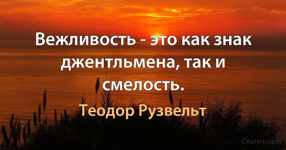 Вежливость - это как знак джентльмена, так и смелость. (Теодор Рузвельт)