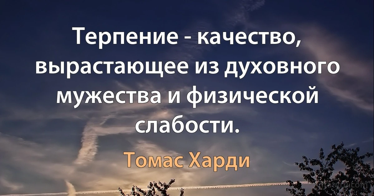 Терпение - качество, вырастающее из духовного мужества и физической слабости. (Томас Харди)