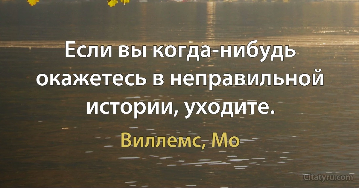 Если вы когда-нибудь окажетесь в неправильной истории, уходите. (Виллемс, Мо)